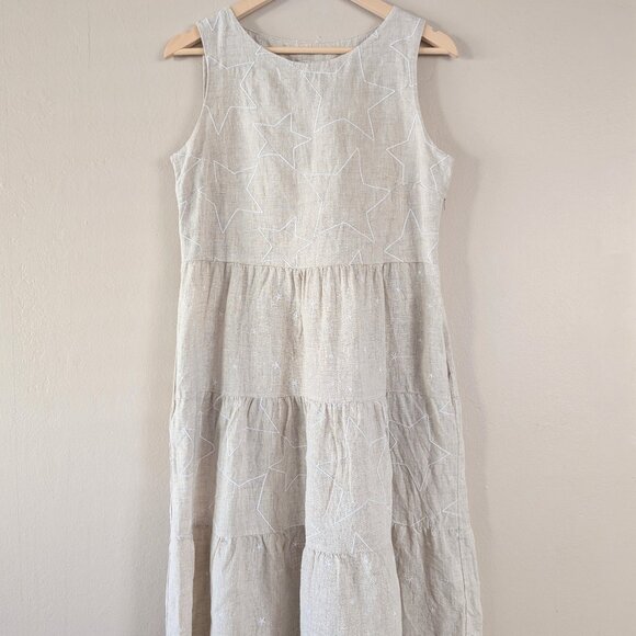 Daniel & Mayer 100% linen dress with embroidered stars (S) (Made in Italy) - Picture 1 of 12